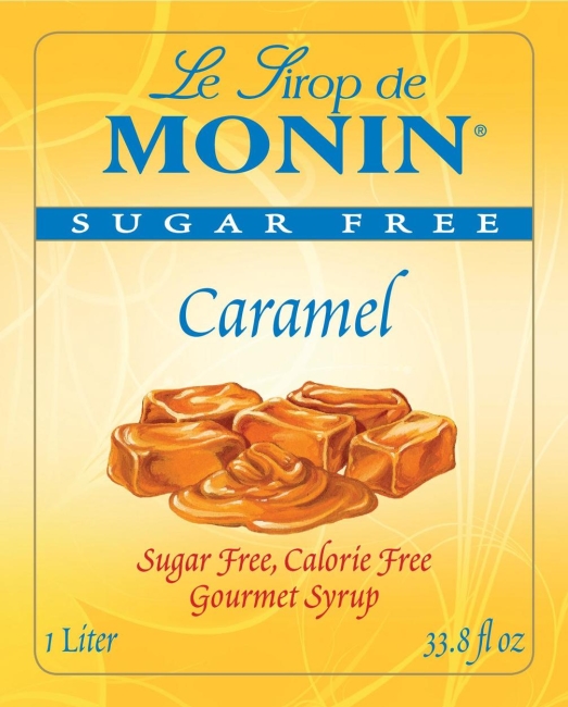 Monin - Sirop de caramel sans sucre, doux et sucré, idéal pour le café et  les desserts, sans gluten, sans OGM 1 litre, 4-Pack