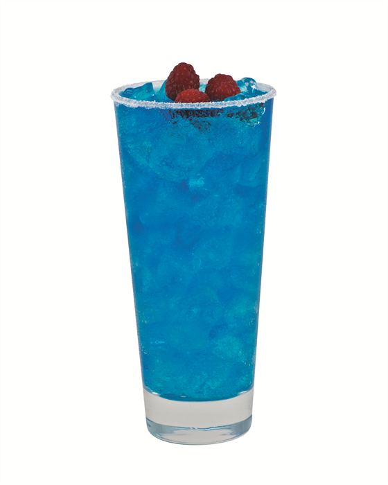 bebida refrescante aromatizada sabor frambuesa azul con edulcorantes